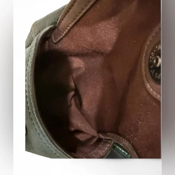 Coach Pennie Hobo hunter green leather & suede shoulder/crossbody purse C1522 - Picture 6 of 12